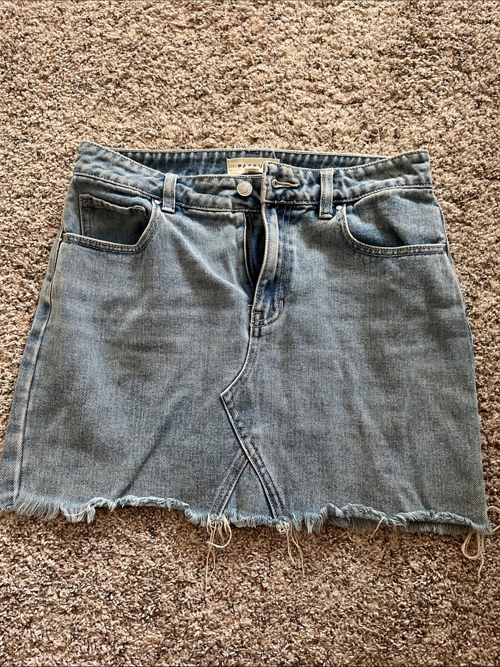 PacSun Light Blue Frayed Hem Denim Mini Skirt